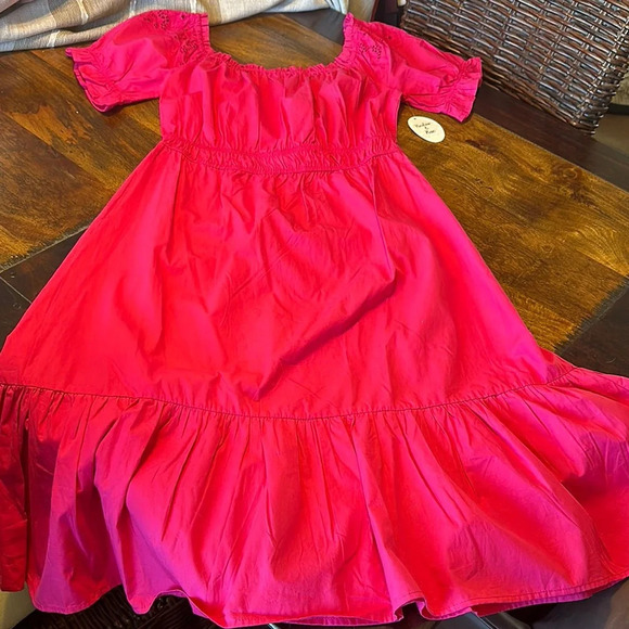 Pink Square Neck Ruffled Midi Sundress - Picture 1 of 9